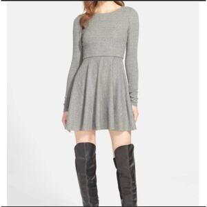 Alice + Olivia Womens size 4 Brinley Long Sleeve Mini Dress Gray Stretch A Line